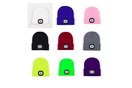 USB Rechargeable LED Beanie Hat in 9 Colour Options