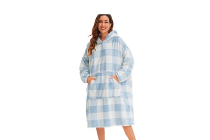 Fleece Plaid Hooded Wearable Blanket in 5 Colours