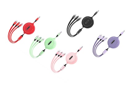 Retractable 3 in 1 Charging Cable in 5 Colours