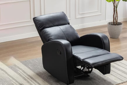 Black Leather Recliner Chair & Sofa