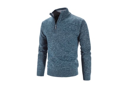 Men's Knitted V-Neck Zip Pullover - 5 Colour Options
