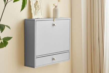 Foldable Wall Mounted Desk in White and Grey