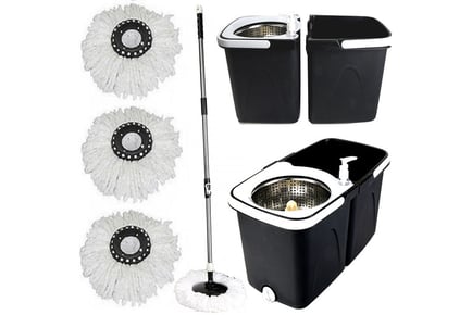 Space Saving 360° Spin Mop & Bucket - Black or Grey!