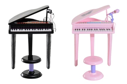 Mini Electronic Piano with Stool in Black or Pink