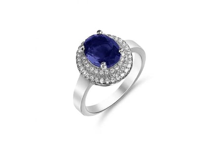 Style Silver Plated Blue Crystal Ring