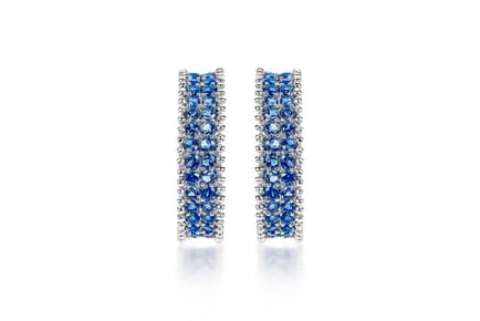 Curved Blue Crystal C-Hoop Earrings