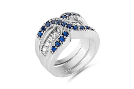 2 in 1 Blue Cubic Zirconia Ring Set