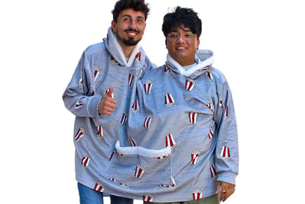 Grey Novelty Couples Hooded Blanket