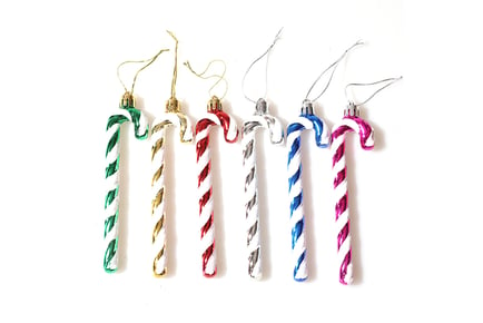 6 Candy Cane Christmas Tree Decorations - 12 Colour Options!
