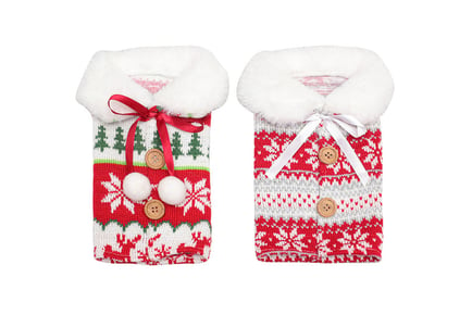 Festive Christmas Wine Bottle Sleeves - Two Designs