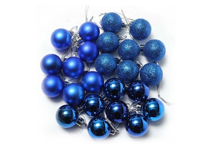 24 Piece Christmas Tree Baubles Decorations - 12 Colours