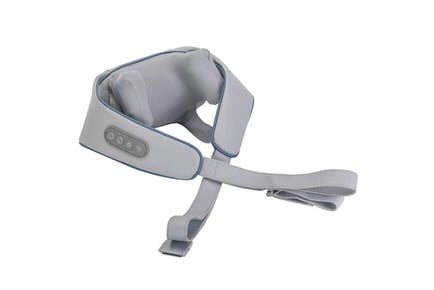 A grey portable heated neck massager
