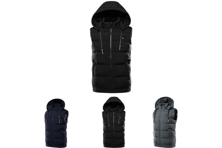 USB-Powered Rechargeable Heated Hooded Gilet - 3 Colours