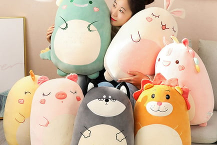 Plush Stuffed Animal Cuddly Pillow in 3 Sizes and 7 Designs