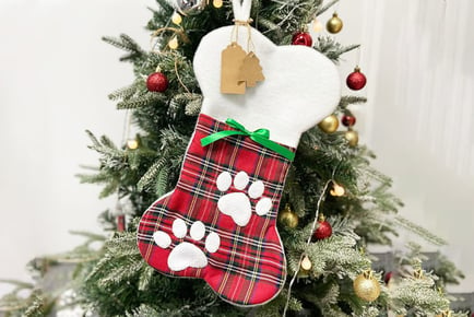 Dog Bone Shape Christmas Stocking in Red or Green Colour