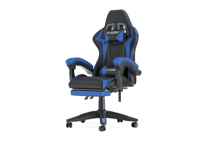 BLACK AND BLUE: An Ergonomic Gaming Chair With Footrest