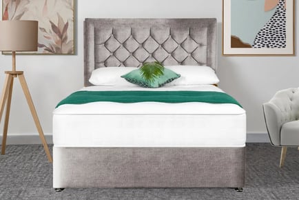 Light Grey Divan Bed and Mattress- Storage Options