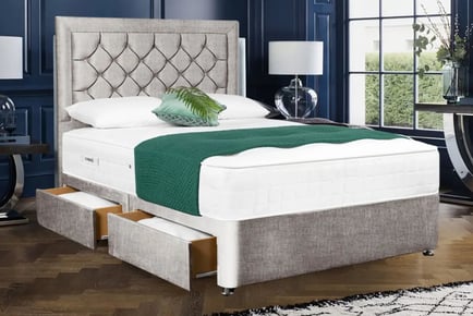 Light Grey Divan Bed and Mattress- Storage Options