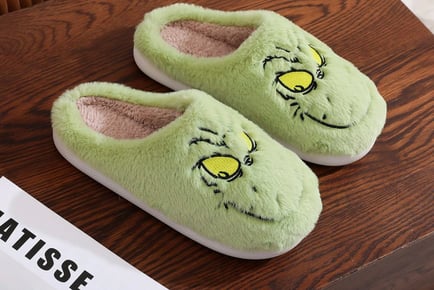 The Grinch Inspired Fluffy Slippers