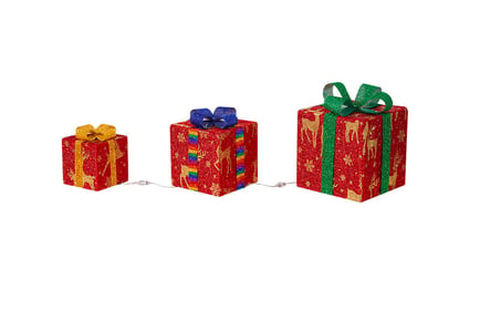 Set of 3 Christmas Box Shaped Light Decorations in 2 Options