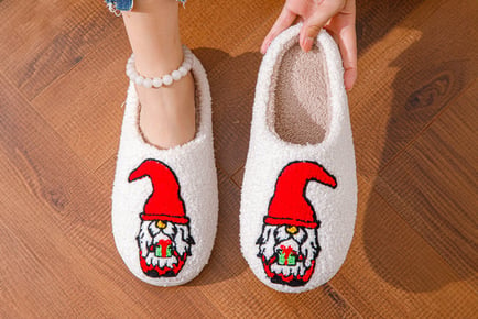 Christmas Gonk Print Fuzzy Slippers