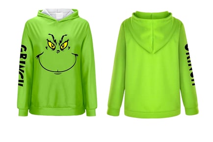 Grinch Themed Long Sleeves Crew Neck Hoodie in 5 Sizes