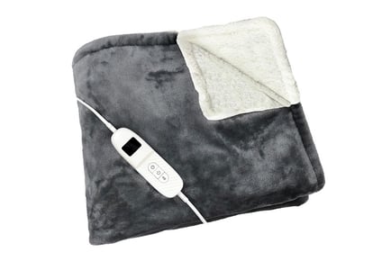 Soft Sherpa Lined Heated Electric Blanket - Grey