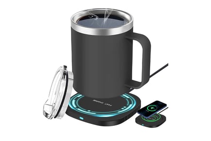 Stainless Steel Wireless Charging Cup in Black or White