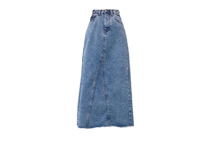 Blue Denim Maxi Skirt for Women in 4 Sizes