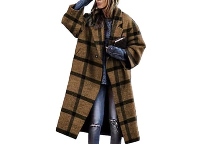 Womens Plaid Woolen Coat - 4 Colours!