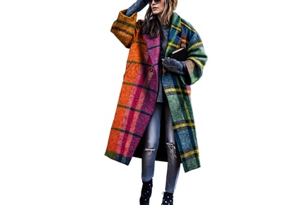 Womens Plaid Woolen Coat - 4 Colours!