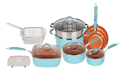 14 Pc Non Stick Induction Cookware Set in 3 Colours