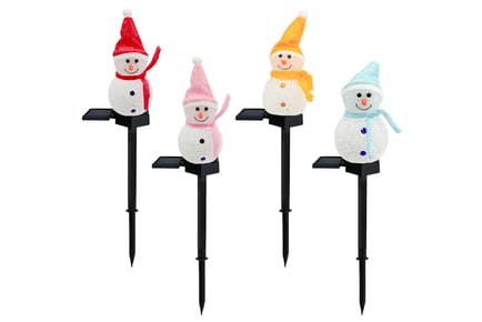 Single or Pack of 5 Christmas Snowman Outdoor Solar Lights
