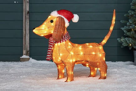 LED Dachshund Christmas Dog Outdoor Statue