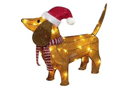 LED Dachshund Christmas Dog Outdoor Statue