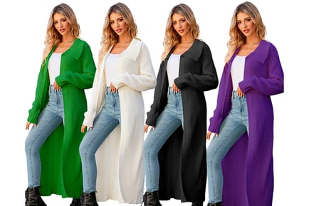 Long Cardigan with Lapels for Women in 4 Colours and 5 Sizes