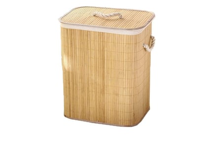 72L Eco Friendly Foldable Bamboo Laundry Basket with Lid