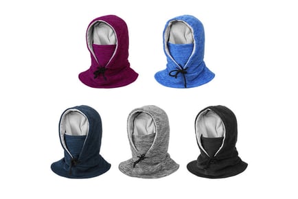 Thick Fleece Windproof Hooded Neck Warmer in 5 Colours