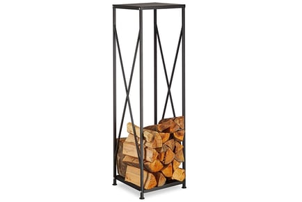 Black Metal Firewood Rack and Holder