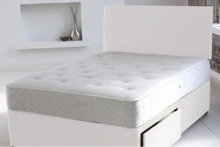 A Plain Chenille Divan Bed with Mattress, 6ft Super King, 2 Drawers