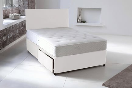 A Plain Chenille Divan Bed with Mattress, 6ft Super King, 2 Drawers