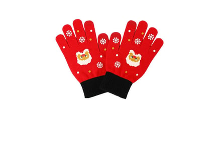 Christmas Inspired Touch Screen Gloves in Red and Black