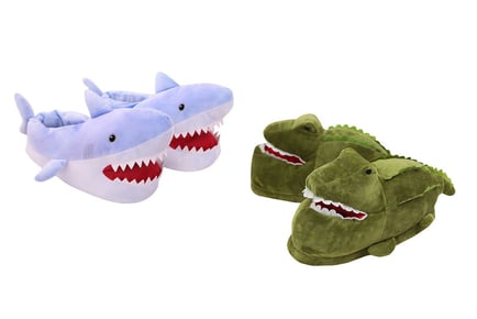 Soft Plushie Shark and Dinosaur Slippers