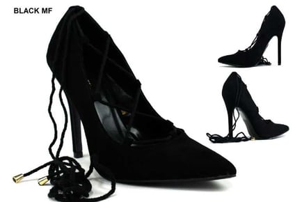 Women's Lace Up Classic Pump Heel Black