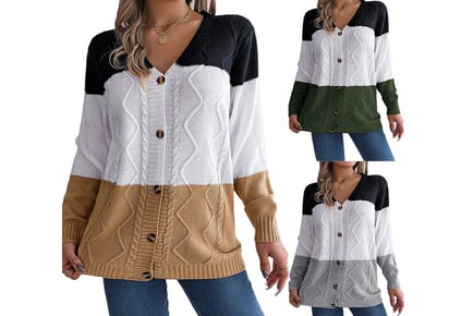 Women Button Down Cardigan Sweater in 3 Sizes and Colours