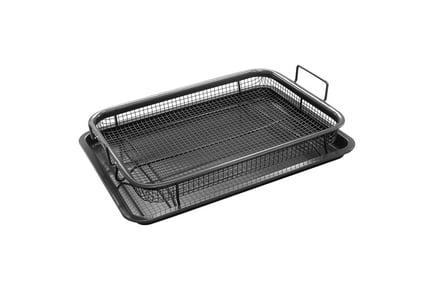 2pcs Crisper Oven Tray Set with Mesh Crisping Basket