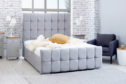 Silver Plush Velvet Florence Bed & Mattress Options!