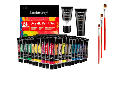 Acrylic Paint Set 24 Colour Waterproof Brush Kit