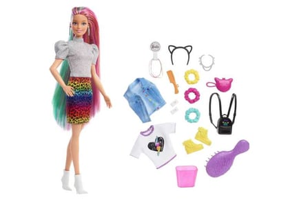 Barbie Leopard Rainbow Hair&Accessories