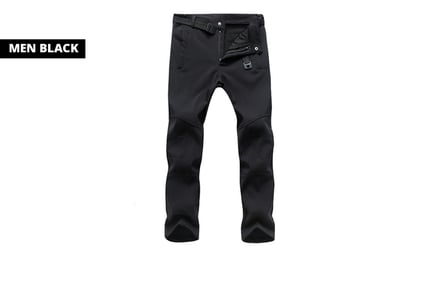 Pair of fleece lined waterproof winter trousers, Men's 2XL, Black